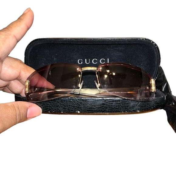 Gucci Gold and Brown Sunglasses - Picture 5 of 7